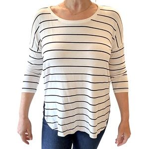 Club Monaco microfiber 3/4 tee. White with black stripes.